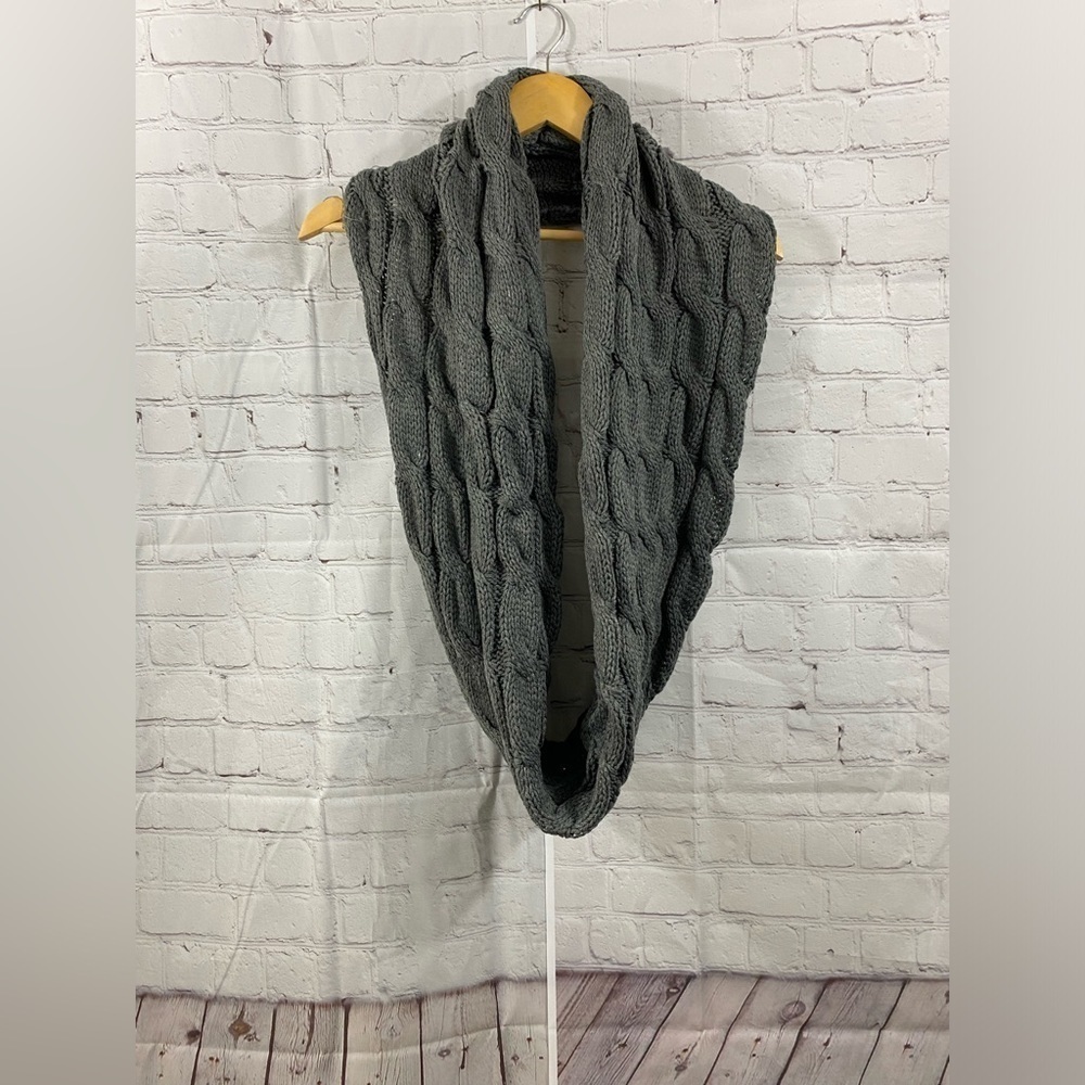 C.C. Cable Knit Gray Infinity Scarf